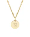 Adornia 18" Chain 14k Gold Plated Disc Necklace With Crystal Engraved Letter Necklace In Gold-n