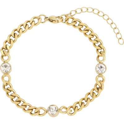 Adornia 18k Gold Plated Bezel Stone Curb Chain Bracelet