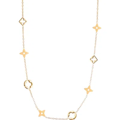 Adornia 18k Gold Plated Clover Station Necklace