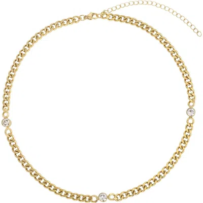 Adornia 18k Gold Plated Crystal Curb Chain Necklace