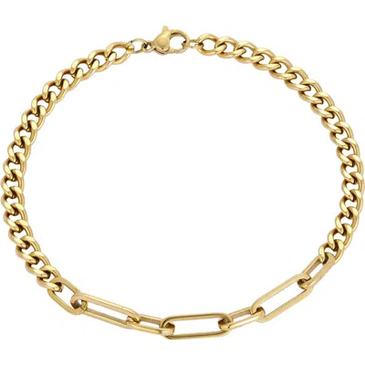 Adornia 18k Gold Plated Curb & Paperclip Chain Necklace
