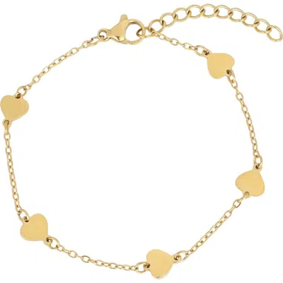 Adornia Gold-tone Stainless Steel Adjustable Heart Station Bracelet