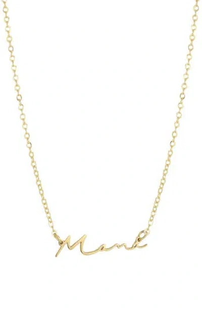 Adornia 18k Gold Plated Mama Script Pendant Necklace In Burgundy