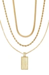 Adornia 18k Gold Plated Mixed Chain & Pendant Necklace Set In Gold