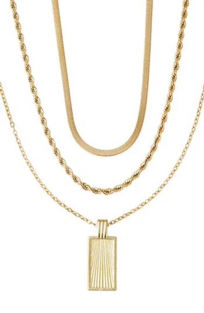 Adornia 18k Gold Plated Mixed Chain & Pendant Necklace Set