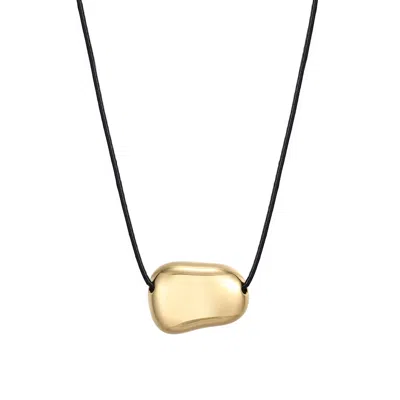 Adornia 18k Gold Plated Sliding Pebble On A Chord Necklace In Multi