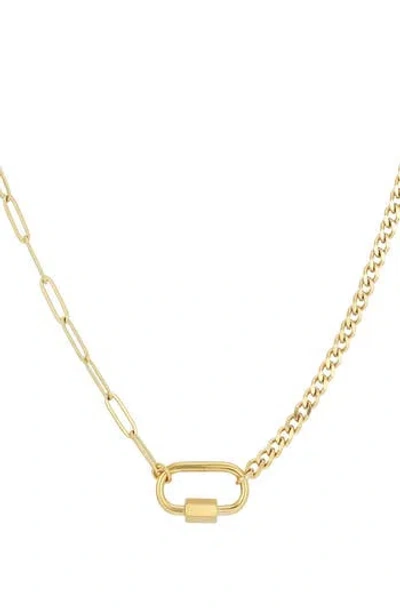 Adornia 18k Gold Plated Stainless Steel Carabiner Pendant Necklace In White