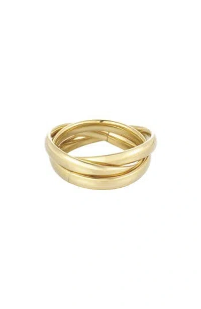 Adornia 18k Gold Plated Stainless Steel Interlocking Triple Band Ring