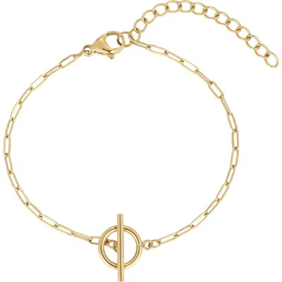 Adornia 18k Gold Plated Toggle Pendant Paperclip Chain Bracelet