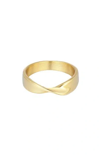 Adornia Tarnish Resistant 18k Gold Plated Twist Ring Band