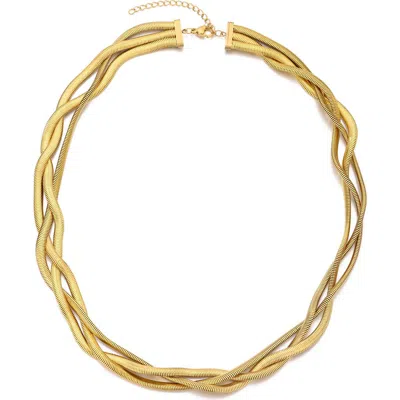 Adornia Tarnish Resistant 18k Gold Plated Braided Chain Necklace
