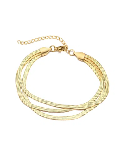 Adornia 18k Plated Multi-strand Herringbone Chain Bracelet In Gold