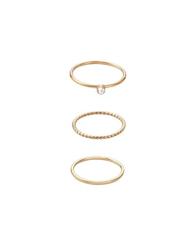 Adornia 18k Plated Stainless Steel Cz Tarnish-resistant 3-ring Ring Set In Gold