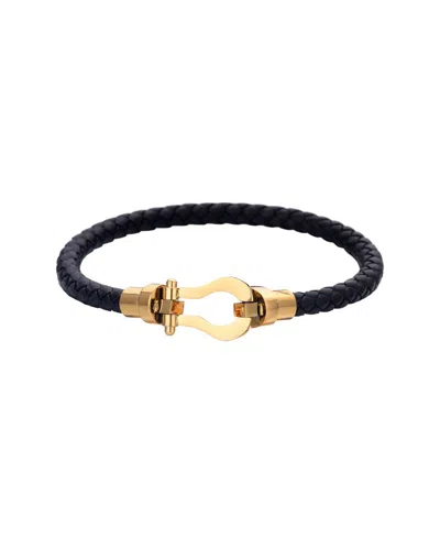Adornia 18k Plated Stainless Steel Magnetic Leather Bracelet In Neutral