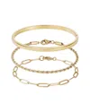 Adornia Tarnish Resistant 18k Gold Plated Cuff And Chain Bracelet Set In Gold