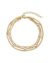 Adornia 18k Plated Stainless Steel Tarnish-resistant Layered Crystal 3-chain Bracelet In Gold