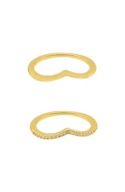 Adornia 2-piece Chevron Ring Set In Gold