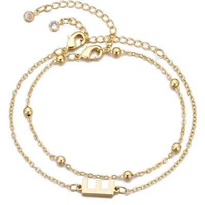 Adornia 2-piece Initial Bead Chain Bracelet Set