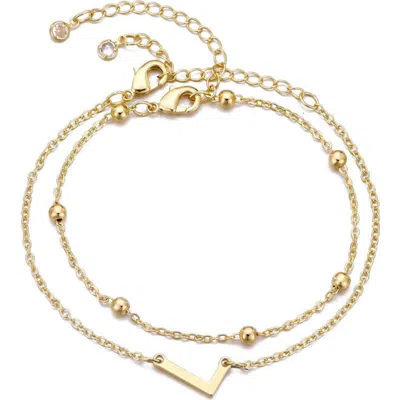 Adornia 2-piece Initial Bead Chain Bracelet Set