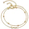 Adornia 2-piece Initial Bead Chain Bracelet Set
