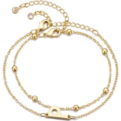 Adornia 2-piece Initial Bead Chain Bracelet Set