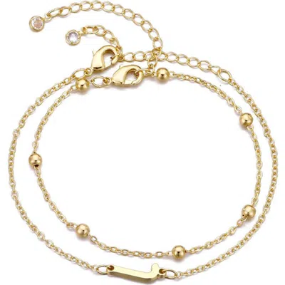 Adornia 2-piece Initial Bead Chain Bracelet Set