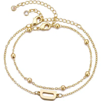 Adornia 2-piece Initial Bead Chain Bracelet Set