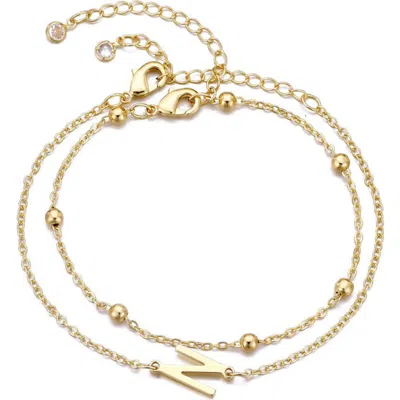 Adornia 2-piece Initial Bead Chain Bracelet Set