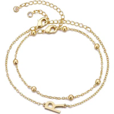 Adornia 2-piece Initial Bead Chain Bracelet Set