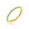 Adornia 14k Gold Plated Imitation Turquoise Cabochon Eternity Ring In Blue