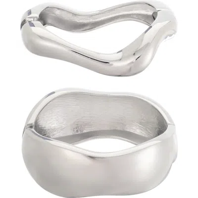 Adornia 2-piece Chunky Cuff Bracelet Set In Metallic