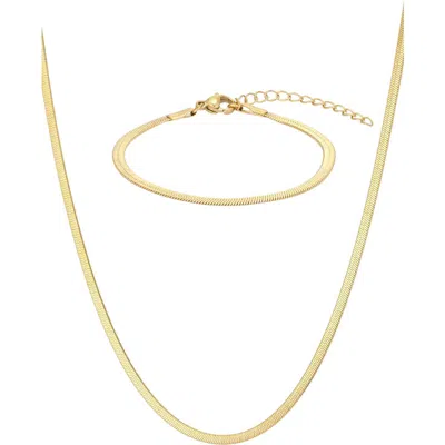 Adornia 18k Plated Stainless Steel Jewelry Set In Gold