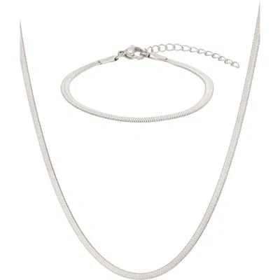 Adornia Silver Plated Stainless Steel Jewelry Set In Metallic