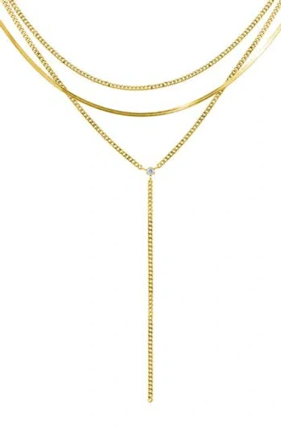 Adornia 3-piece Mixed Chain Necklace Set In Gold