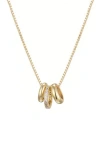 Adornia Gold Cubic Zirconia Three-ring Necklace