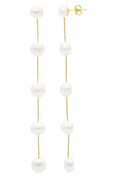 Adornia 9-10mm Pearl Linear Drop Earrings In White