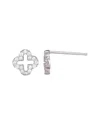 Adornia .925 Sterling Silver Mini Clover Cz Outline Studs In Metallic