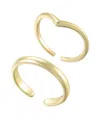 Adornia Adjustable Chevron And Double Line Toe Ring Set