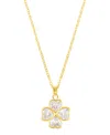 Adornia 14k Gold Plated Adjustable Clear Crystal Heart Clover Necklace In Gold