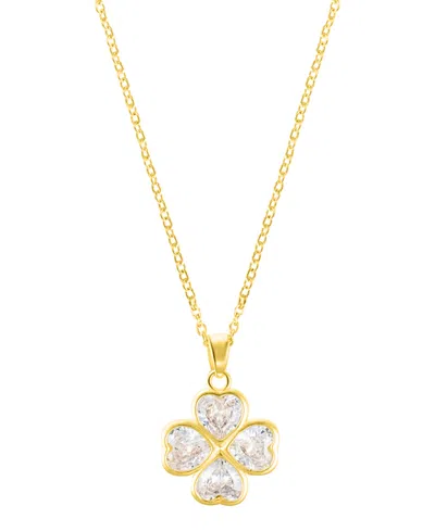 ADORNIA ADJUSTABLE CLEAR CRYSTAL HEART CLOVER NECKLACE