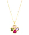 Adornia 14k Gold Plated Adjustable Multicolor Crystal Heart Clover Necklace In Multi