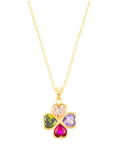 ADORNIA ADJUSTABLE CLEAR CRYSTAL HEART CLOVER NECKLACE