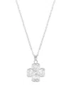 Adornia Sterling Silver Plated Adjustable Clear Crystal Heart Clover Necklace In Silver