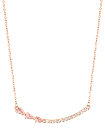 Adornia Adjustable Crystal Curved Bar Pink Cultivated Pearl Necklace
