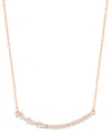 Adornia Adjustable Crystal Curved Bar Pink Cultivated Pearl Necklace In Rose Gold