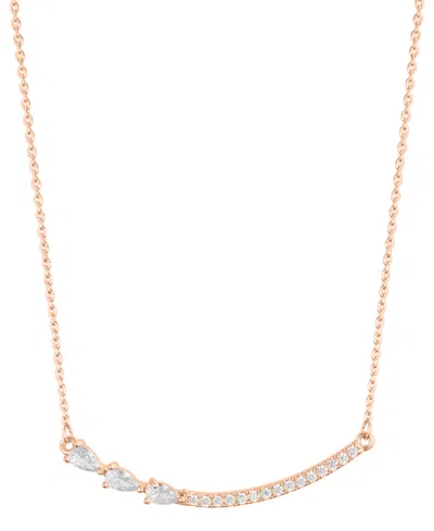 Adornia Adjustable Crystal Curved Bar Pink Cultivated Pearl Necklace In Rose Gold