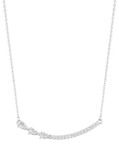 Adornia Adjustable Crystal Curved Bar Pink Cultivated Pearl Necklace In Silver