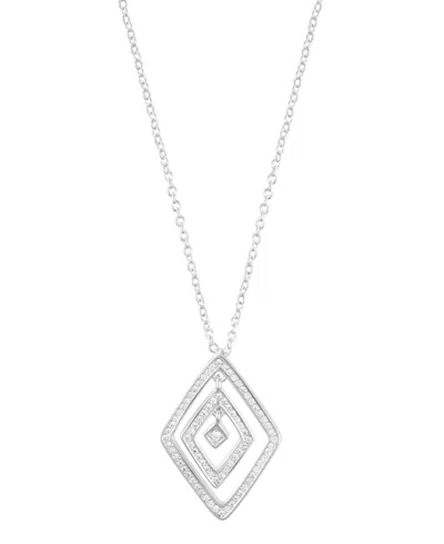Adornia Adjustable Cubic Zirconia Concentric Diamond Necklace In Silver