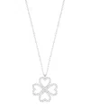 Adornia Silver Plated Heart-shaped Pave Clover Necklace In Silver