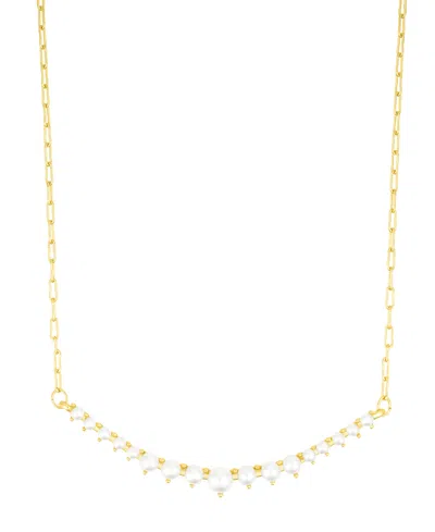 Adornia Adjustable Cultivated Pearl Curved Bar Necklace In Gold
